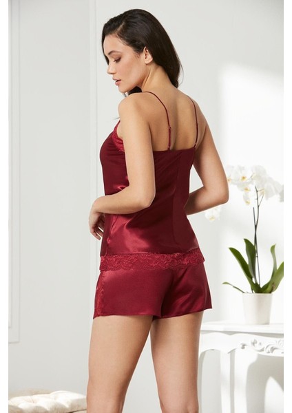 Kadın 460 Saten Dantelli Şort Babydoll Takım