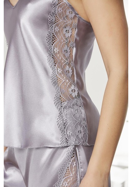 Kadın 438 Saten Dantelli Şort Babydoll Takım indirimleri
