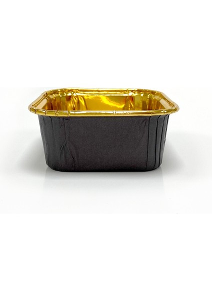 Muffin Kek Kapsülü Kare Siyah-Altın 25li