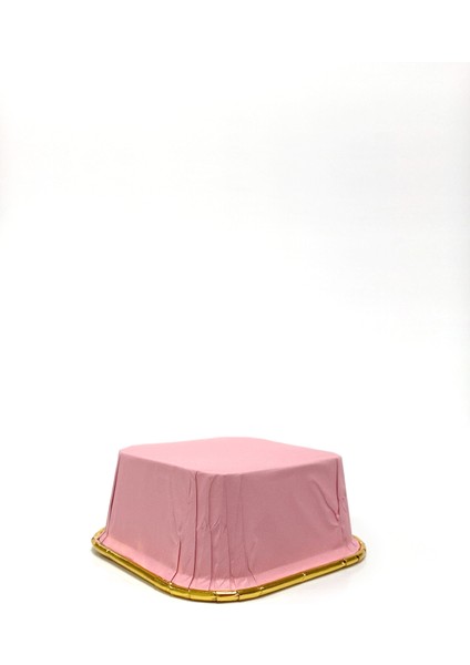 Muffin Kek Kapsülü Kare Pembe-Altın 25li