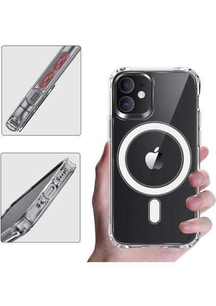 Apple iPhone 12 Pro Max Dayanıklı Manyetik Şeffaf Kılıf (Magsafe Uyumlu)