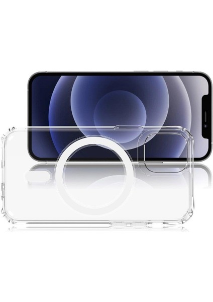 Apple iPhone 12 Pro Max Dayanıklı Manyetik Şeffaf Kılıf (Magsafe Uyumlu)