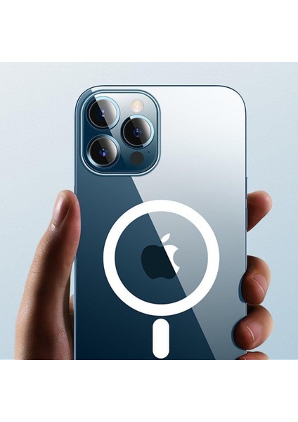 Apple iPhone 12 Pro Max Dayanıklı Manyetik Şeffaf Kılıf (Magsafe Uyumlu)