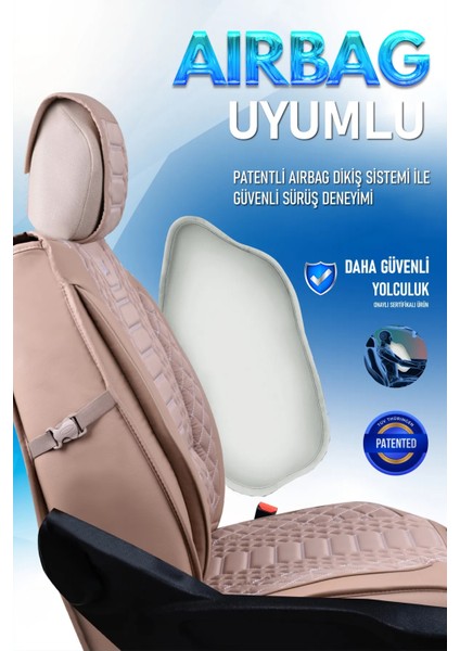 seat Cordoba Uyumlu Lüks Deri Oto Koltuk Kılıfı Ön-Arka Set Max Series (Bej)