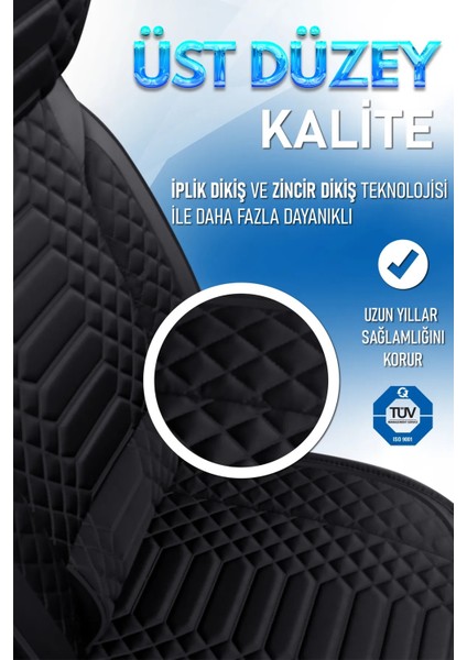 hyundai Getz Uyumlu Lüks Deri Oto Koltuk Kılıfı Ön-Arka Set Max Series (Siyah)