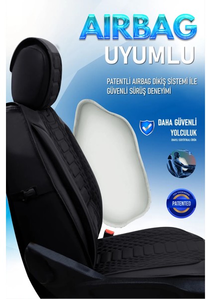 Dacia Duster Uyumlu Lüks Deri Oto Koltuk Kılıfı Ön-Arka Set Max Series (Siyah)
