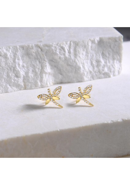 14 Ayar Taşlı Yusufçuk Altın Küpe