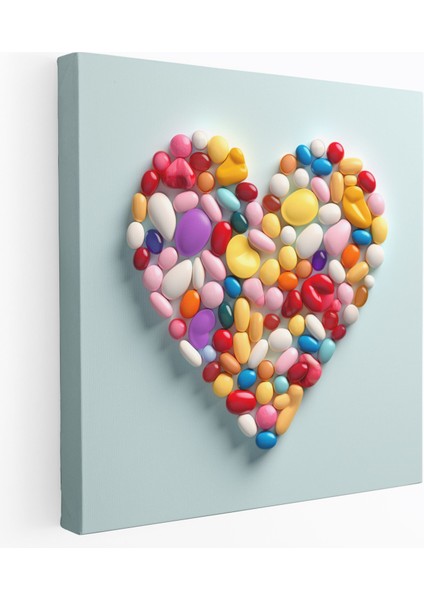 Ilaç Kanvas Tablo Tablo - Hap Kalp - Ilaç, Kapsül, Duvar Tablosu, Hap, 30X30
