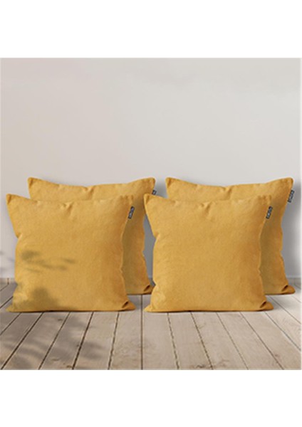 4'lü Kadife Dokulu Kırlent Kılıfı Sarı indirimleri