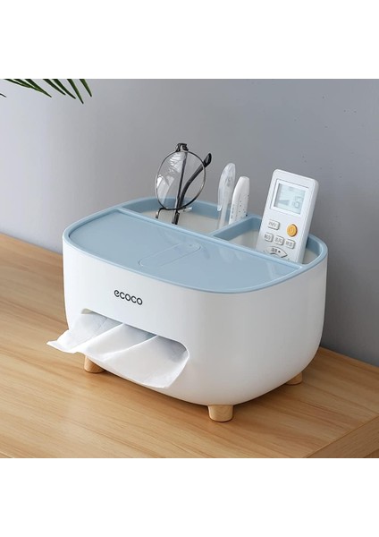 Mendil Kapak Tutacağı, Saklamalı, Çok Fonksiyonlu Mendil Kutusu Abs Malzeme Düzenleyici Caddy, Mavi (Yurt Dışından)