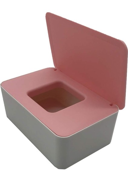 Wipes Dispenserlik,mühürlü Mendil Kapaklı Bebek Mendil Tutucusu (Pembe+Beyaz) (Yurt Dışından)
