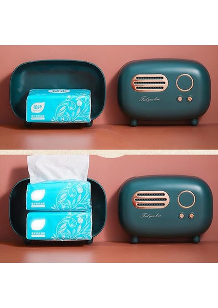 Retro Radyo Model Mendil Kapağı Dikdörtgen, Dikdörtgen Retro Mendil Tutucu(Kırmızı) (Yurt Dışından)