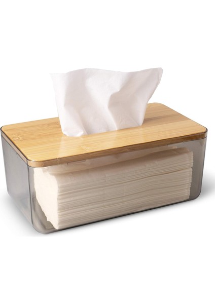 Minimalist Kağıt Mendil Kapak Tutacağı, Modern Şeffaf Dikdörtgen Bambu Kutu Mendil Dispenseri (Yurt Dışından)