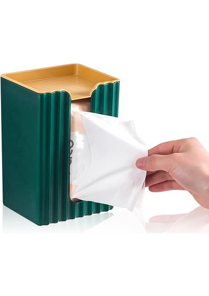 Duvara Monte Kağıt Mendil Tutucu, Saklama Raflı Banyo Kağıt Mendil Kutusu (Yeşil) (Yurt Dışından)