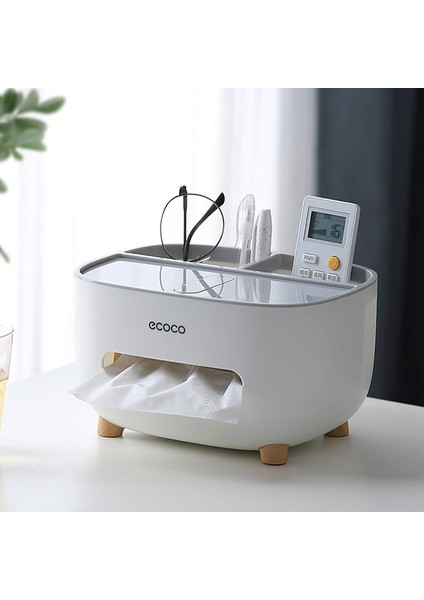 Mendil Kapak Tutacağı, Saklamalı, Çok Fonksiyonlu Mendil Kutusu Abs Malzeme Düzenleyici Caddy, Gri (Yurt Dışından)