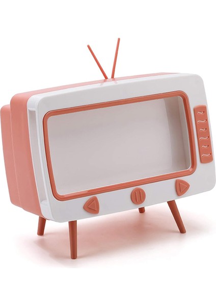 Retro Tv Doku Kutusu Çoklu Saklama Kabı, Cep Telefonu Standlı Telefon Tutucu, Pembe (Yurt Dışından)