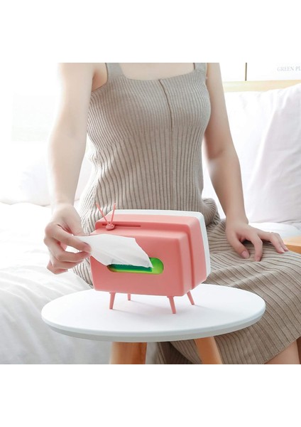 Retro Tv Doku Kutusu Çoklu Saklama Kabı, Cep Telefonu Standlı Telefon Tutucu, Pembe (Yurt Dışından)
