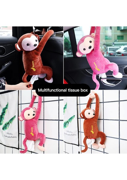 Esinti Peluş Maymun Oyuncak Tarzı Doku Kutusu, Karikatür Kağıt Tutucu Peçete Kutusu Kağıt Saklama Kutusu, Beyaz Pembe (Yurt Dışından)