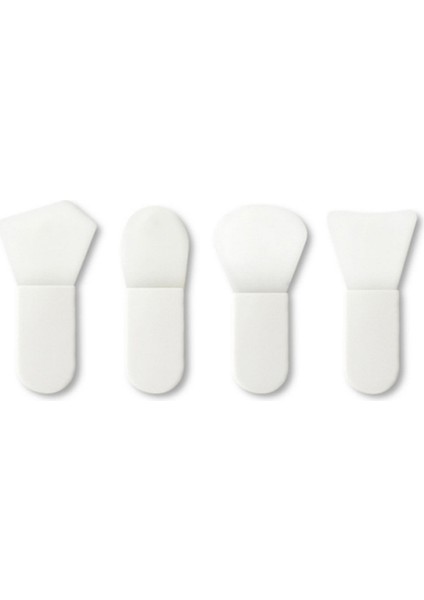 4pcs Silikon Kısa Saplı Yüz Maskesi Fırçası - Beyaz - Dil Şekli + Çokgen + Yelpaze Şekli + Düz Kafa (Yurt Dışından)