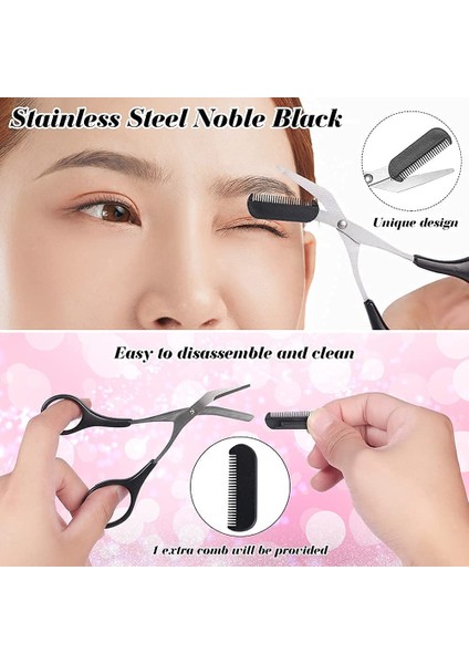 2pcs Kaş Düzeltme Makası Taraklı - Siyah Tekli Paket (Yurt Dışından)