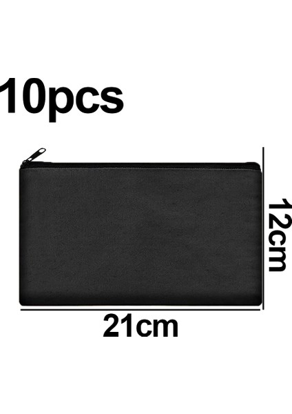 10 Adet Boş Dıy Grafiti Kalem Çantası Fermuarlı ÇANTA-12CM * 21CM Siyah Kumaş Siyah Fermuarlı (Yurt Dışından)