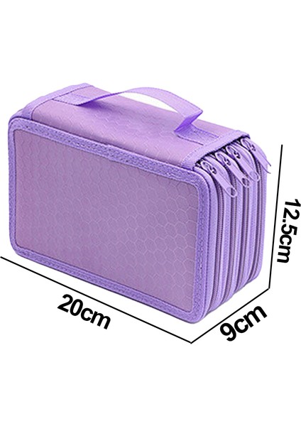 Düz Renkli Kare Dört Katlı Kalem Kutusu-Mor (Yurt Dışından)