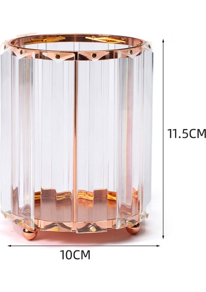 Nail Art Kalem Tutucu Crystal-09# Rose Gold Yuvarlak + Dikey Şeritler (Yurt Dışından)