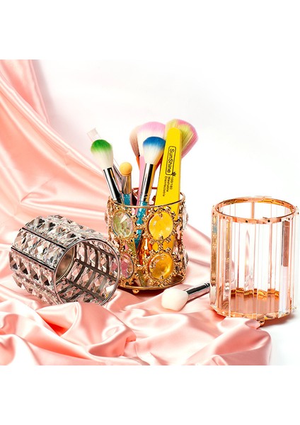Nail Art Kalem Tutucu Crystal-09# Rose Gold Yuvarlak + Dikey Şeritler (Yurt Dışından)