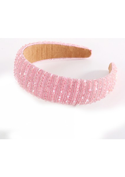 Geniş Kenarlı Barok Moda Saç Bandı - Pembe (Yurt Dışından)