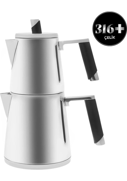 PowerSteel 316+ Çelik İndüksiyon Tabanlı Blend Çaydanlık Takımı