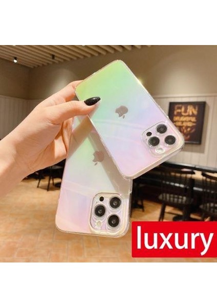 Apple iPhone 11 Pro Max Parlak Rainbow Holografik Kamera Korumalı Sert Kılıf