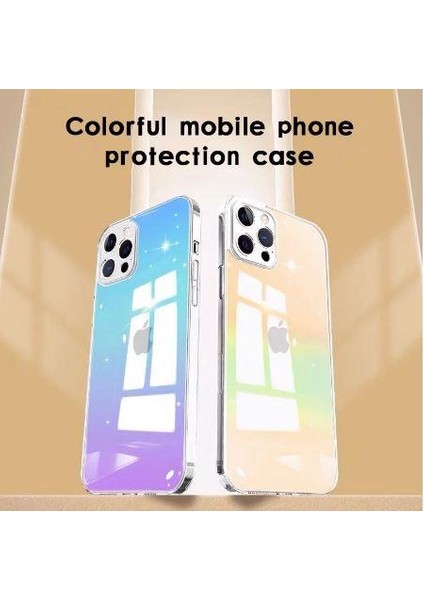 Apple iPhone 11 Pro Max Parlak Rainbow Holografik Kamera Korumalı Sert Kılıf