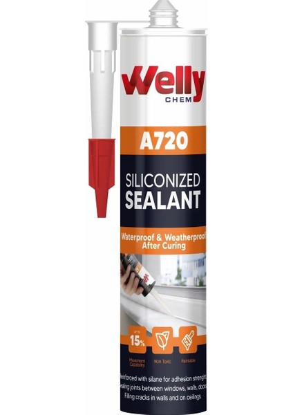 Welly Chem A720 Silikonize Mastik Kartuş 500 gr Beyaz