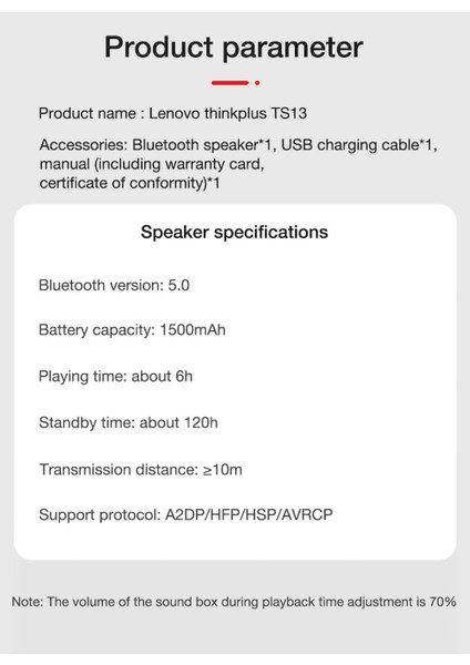 Lenovo Thinkplus TS13 Bluetooth Hoparlör/5.0 Dijital Ekranlı Çalar Saat Hd Çağrı (Yurt Dışından)