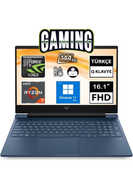 Victus 16-S0022NT 7Z588EA11 Ryzen7 7840HS 32GB 1tbssd RTX4050 16.1" Fullhd W11P Taşınabilir Bilgisayar