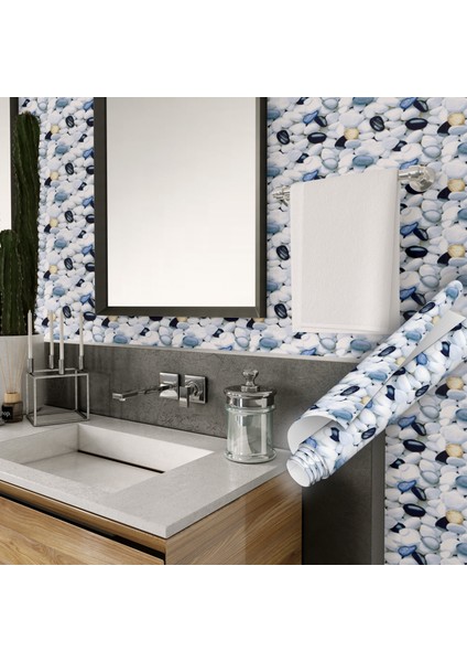 Çakıl Taşı Desenli Yapışkanlı Folyo, Mutfak, Tezgah, Masa, Dolap Kaplama Folyosu, Isıya Dayanıklı, Su Geçirmez, Yapışkan Folyolar, Sticker, Büyük Ebatlı, Dekoros fırsatları