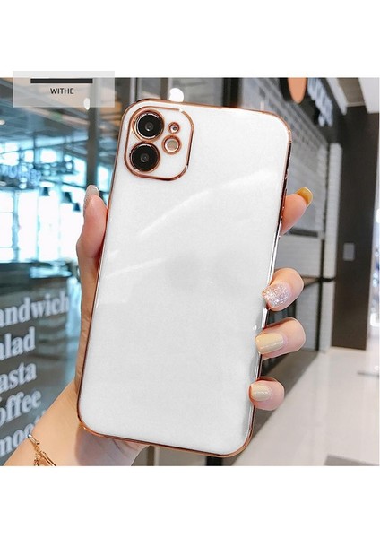 Apple Iphone 13 Pro Max Tpu Glossy Yumuşak Kamera Korumalı Cep Telefonu Kılıfı Beyaz