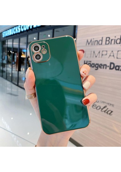 Apple Iphone 13 Pro Tpu Glossy Yumuşak Kamera Korumalı Cep Telefonu Kılıfı Koyu Yeşil