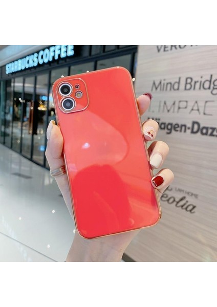 Apple Iphone 13 Tpu Glossy Yumuşak Kamera Korumalı Cep Telefonu Kılıfı Kırmızı