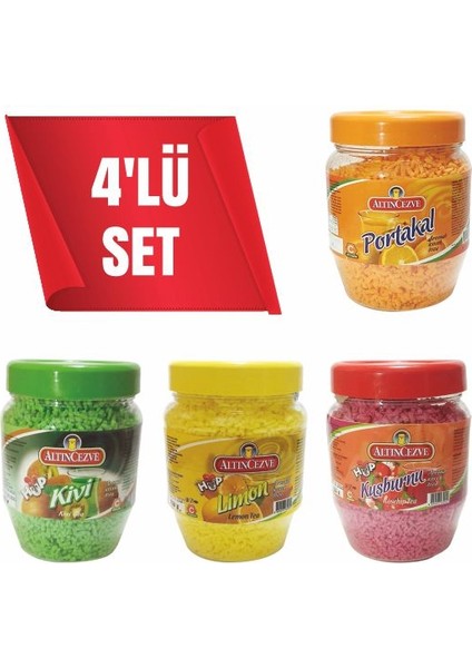 Granül Oralet 4'lü Set 300 gr x 4 Adet ( Portakal, Limon, Kuşburnu, Kivi )