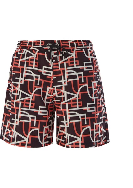 Erkek Havuz Deniz Şort Desenli Eralıa S141 Siyah
