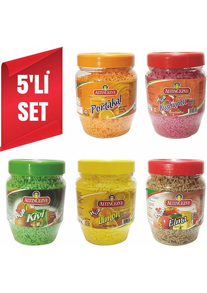 Granül Oralet 5'li Set 300 gr x 5 Adet ( Portakal, Limon, Kuşburnu, Kivi, Elma )