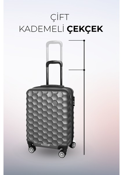 Petek Model Siyah Renk 2'li Valiz Seti (Kabin+Orta) indirimleri