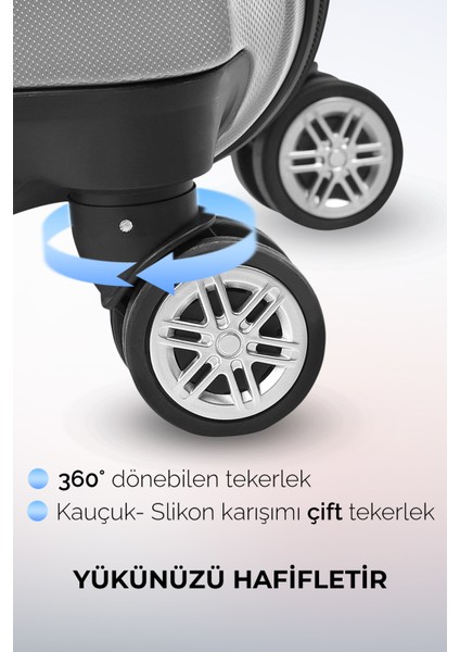 Petek Model Siyah Renk 2'li Valiz Seti (Kabin+Orta)