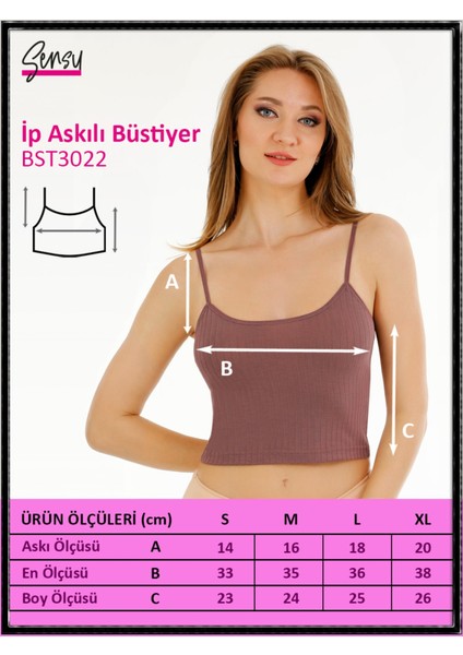 Kadın Fitilli Kumaş Ip Askılı Crop Büstiyer - BST3022