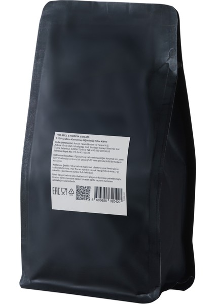 The Mill Ethiopia Sidamo Öğütülmüş Kahve 250 G - Ustalıkla Kavrulmuş Kahve Çekirdeklerinden - %100 Arabica - Çikolata ve Kırmızı Meyve Notaları ile Zengin Aroma - Filtre/kahve Makinelerine Uygun