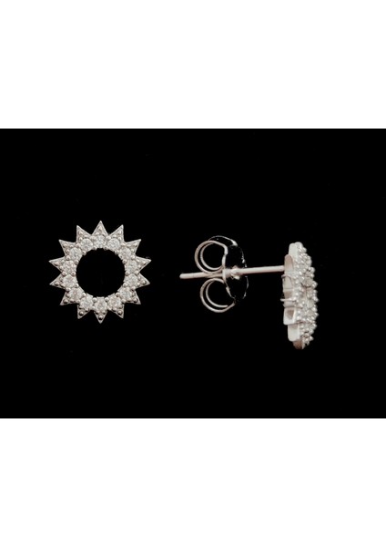 Zirkon Taşlı Rodyumlu 925 Ayar Güneş Model Gümüş Küpe 10 mm fiyatları