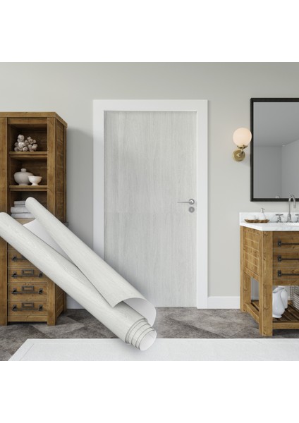 Beyaz Parke Görünümlü Yapışkanlı Folyo, Su Geçirmez, Isıya Dayanıklı, Banyo, Yatak Odası, Mutfak Için Ev Dekoru, Dolap Yapışkanı, Duvar ve Mobilya Kaplama Folyosu Çıkartma Folyolar Dekoros fırsatları