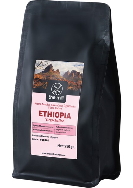 The Mill Ethiopia Yirgacheffe Öğütülmüş Kahve 250 G - Ustalıkla Kavrulmuş Kahve Çekirdeklerinden - %100 Arabica - Narenciyeyi Hatırlatan Pürüzsüz Lezzet - Filtre/kahve Makinelerine Uygun