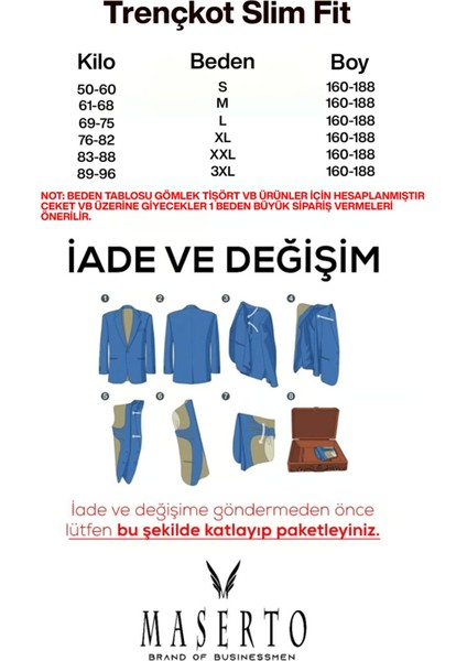 Slim Fit Erkek Lacivert Trençkot